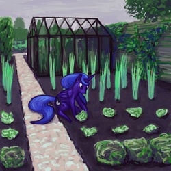 Size: 1600x1600 | Tagged: safe, artist:dahtamnay, part of a set, princess luna, alicorn, pony, g4, female, garden, greenhouse, solo
