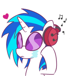 Size: 253x256 | Tagged: safe, artist:lance, dj pon-3, vinyl scratch, pony, unicorn, g4, crying, female, headphones, heart, solo