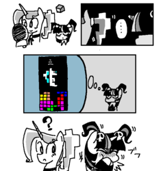 Size: 636x676 | Tagged: safe, artist:sukaponta, ask princess cube, ask-gothtwi, askprincesscube, dark, japanese, tetris