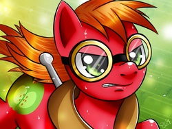 Size: 1600x1200 | Tagged: safe, artist:princesssilverglow, big macintosh, earth pony, pony, g4, goggles, male, solo, stallion