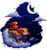 Size: 752x800 | Tagged: safe, artist:aylastardragon, oc, oc only, oc:peanut bucker, earth pony, pony, trotcon, trotcon 2013, cloud, cloudy, earth pony oc, looking up, moon, night, night sky, on a cloud, open mouth, out of frame, partial background, sky, solo