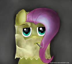 Size: 946x844 | Tagged: safe, artist:rumynrus, fluttershy, g4, cigarette, female, smoking, solo