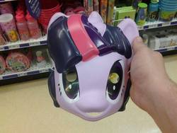 Size: 1280x960 | Tagged: safe, applejack, pinkie pie, twilight sparkle, g4, official, arm, bottle, cup, irl, mask, merchandise, party city, photo, plate, store, twimask