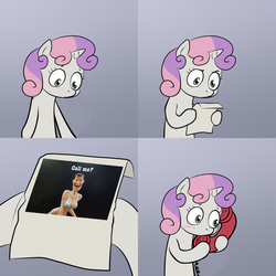 Size: 2000x2000 | Tagged: safe, sweetie belle, g4, call me for a good time, hentai woody, male, meme, sexy, stupid sexy woody, sweetie's note meme, woody, woody face
