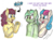 Size: 479x350 | Tagged: safe, artist:ratdust, bon bon, bon bon (g1), lyra heartstrings, sweetie drops, earth pony, pony, g1, g4, my little pony tales, female, square crossover