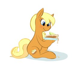 Size: 740x633 | Tagged: safe, artist:rendoas, apple cobbler, earth pony, pony, g4, apple family member, food, solo