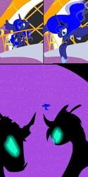 Size: 632x1264 | Tagged: safe, artist:deldiz, princess luna, changeling, g4, comic, stung