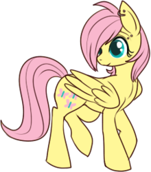 Size: 239x272 | Tagged: safe, artist:lulubell, fluttershy, g4, alternate hairstyle, female, piercing, simple background, solo, transparent background