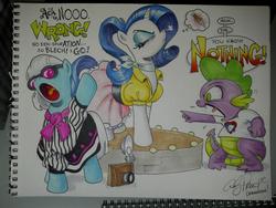 Size: 1024x768 | Tagged: safe, artist:andypriceart, photo finish, rarity, spike, g4, traditional art