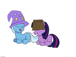 Size: 1024x768 | Tagged: safe, artist:crusadervx, trixie, twilight sparkle, g4, book