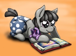 Size: 1350x1011 | Tagged: safe, artist:melissathehedgehog, smarty pants, twilight sparkle, g4, book, cute, female, reading, role reversal, solo