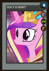Size: 295x426 | Tagged: safe, artist:yudhaikeledai, part of a set, princess cadance, g4, animated, chen, dota 2, female, holy knight, part of a series, ponified dota 2 cards, solo
