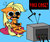 Size: 1280x1071 | Tagged: safe, artist:mushroomcookiebear, applejack, g4, female, hatless, missing accessory, sad, sitting, solo, television, video game