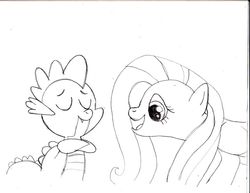 Size: 825x637 | Tagged: safe, artist:ced75, fluttershy, spike, g4, female, male, ship:flutterspike, shipping, sketch, straight