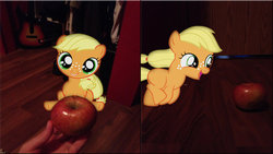 Size: 900x506 | Tagged: safe, artist:mr-kennedy92, applejack, g4, apple, cute, filly, ponies in real life