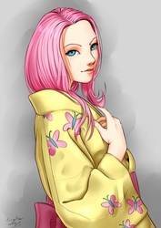 Size: 1839x2592 | Tagged: safe, artist:forgotten-wings, fluttershy, human, g4, female, humanized, kimono (clothing), solo