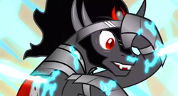 Size: 1280x690 | Tagged: safe, screencap, king sombra, pony, unicorn, g4, the crystal empire, cute, imminent death, male, solo, sombradorable, stallion
