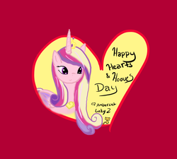 Size: 1500x1350 | Tagged: safe, artist:ambercatlucky2, princess cadance, g4, female, heart, hearts and hooves day, solo