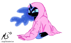 Size: 1000x604 | Tagged: safe, artist:ciscoql, nightmare moon, g4, angry, clothes, cute, female, filly, frown, glare, hoodie, looking at you, nightmare woon, pouting, seething, sitting, solo