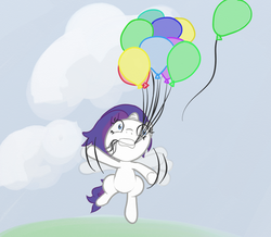 Size: 1005x877 | Tagged: safe, artist:evetssteve, balloon, female, filly, flying, pinkity, solo