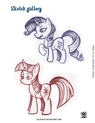 Size: 2550x3300 | Tagged: safe, artist:celaoxxx, rarity, twilight sparkle, g4, sketch