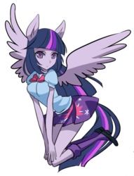 Size: 450x588 | Tagged: safe, artist:racoonsan, twilight sparkle, equestria girls, g4, clothes, cropped, female, ponied up, solo