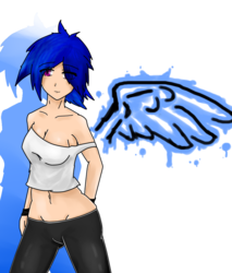 Size: 850x1000 | Tagged: artist needed, safe, oc, oc only, human, barely pony related, belly button, humanized, solo, winged humanization