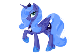 Size: 1024x714 | Tagged: safe, artist:xxthatsmytypexx, princess luna, g4, bedroom eyes, female, s1 luna, simple background, smiling, solo