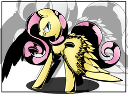 Size: 600x441 | Tagged: safe, artist:pegasisters82, fluttershy, g4, angry, badass, female, solo