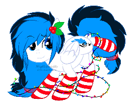 Size: 1000x812 | Tagged: safe, artist:xnightmelody, oc, oc only, oc:melody breeze, pegasus, pony, animated, christmas lights, clothes, hearth's warming eve, lights, socks, solo, striped socks