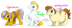 Size: 1000x400 | Tagged: safe, artist:drjavi, oc, oc:goldalus, oc:hippolipos, oc:placentero, earth pony, pegasus, pony, chubby, fat, male