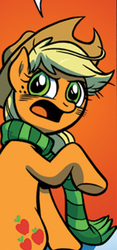 Size: 222x474 | Tagged: safe, idw, official comic, applejack, g4, spoiler:comic, clothes, ew gay, female, scarf, solo