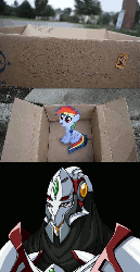 Size: 497x960 | Tagged: safe, rainbow dash, pegasus, pony, fanfic:my little dashie, g4, dashie meme, evil people finding dash meme, exploitable meme, filly, gif, meme, non-animated gif, super robot wars