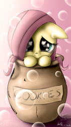 Size: 2160x3840 | Tagged: safe, artist:neko-me, fluttershy, g4, bubble, cookie jar, cookie jar pony, crying, cute, female, floppy ears, looking at you, sad, shyabetes, solo