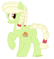 Size: 760x831 | Tagged: safe, artist:sion, granny smith, earth pony, pony, g4, butt, female, mare, pixiv, plot, solo, younger