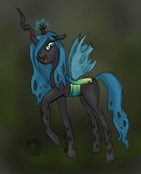Size: 1480x1826 | Tagged: safe, artist:phantasmicdream, queen chrysalis, changeling, changeling queen, g4, crown, female, jewelry, regalia, solo