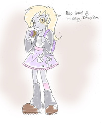 Size: 1280x1545 | Tagged: safe, artist:equestriaderp, derpy hooves, equestria girls, g4, female, muffin, solo