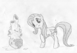 Size: 2569x1769 | Tagged: safe, artist:onsaud, fluttershy, g4, female, sketch, solo, sponge