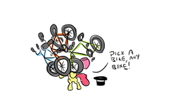 Size: 1280x752 | Tagged: safe, artist:onsaud, apple bloom, g4, bicycle, female, hat, solo