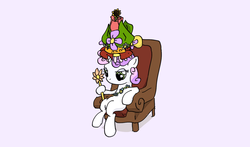 Size: 1280x752 | Tagged: safe, artist:onsaud, sweetie belle, g4, crown, female, flower, solo, throne