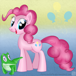 Size: 700x700 | Tagged: safe, artist:swanlullaby, gummy, pinkie pie, g4