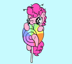 Size: 812x728 | Tagged: dead source, safe, artist:onsaud, pinkie pie, g4, drool, female, filly, filly pinkie pie, lollipop, micro, solo, tiny ponies, younger