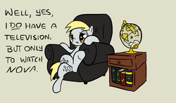 Size: 1280x752 | Tagged: safe, artist:onsaud, derpy hooves, pegasus, pony, g4, book, female, globe, mare, solo