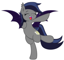 Size: 2800x2615 | Tagged: safe, artist:zee66, oc, oc only, oc:echo, bat pony, pony, g4, balancing, bipedal, dancing, happy, simple background, solo, transparent background, vector