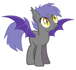 Size: 3280x3000 | Tagged: safe, artist:zee66, oc, oc only, oc:midnight blossom, bat pony, pony, g4, death stare, ear fluff, female, mare, show accurate, simple background, slit pupils, smiling, solo, spread wings, transparent background, wings
