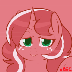 Size: 500x500 | Tagged: safe, artist:redintravenous, oc, oc only, oc:red ribbon, pony, unicorn, ask red ribbon, camera, camera shot, female, mare, solo, tumblr