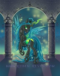 Size: 600x750 | Tagged: safe, artist:rubenreyesart, queen chrysalis, changeling, changeling queen, g4, crown, female, jewelry, regalia, solo