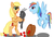 Size: 939x638 | Tagged: safe, artist:fluffsplosion, applejack, rainbow dash, fluffy pony, g4, apple, fluffy pony original art