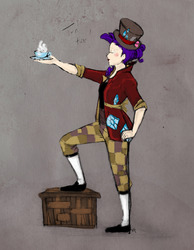 Size: 1280x1649 | Tagged: safe, artist:demdoodles, rarity, human, g4, alice in wonderland, crossover, female, humanized, mad hatter, solo