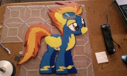 Size: 1280x765 | Tagged: safe, artist:sabretoothcreations, spitfire, g4, female, irl, perler beads, photo, solo